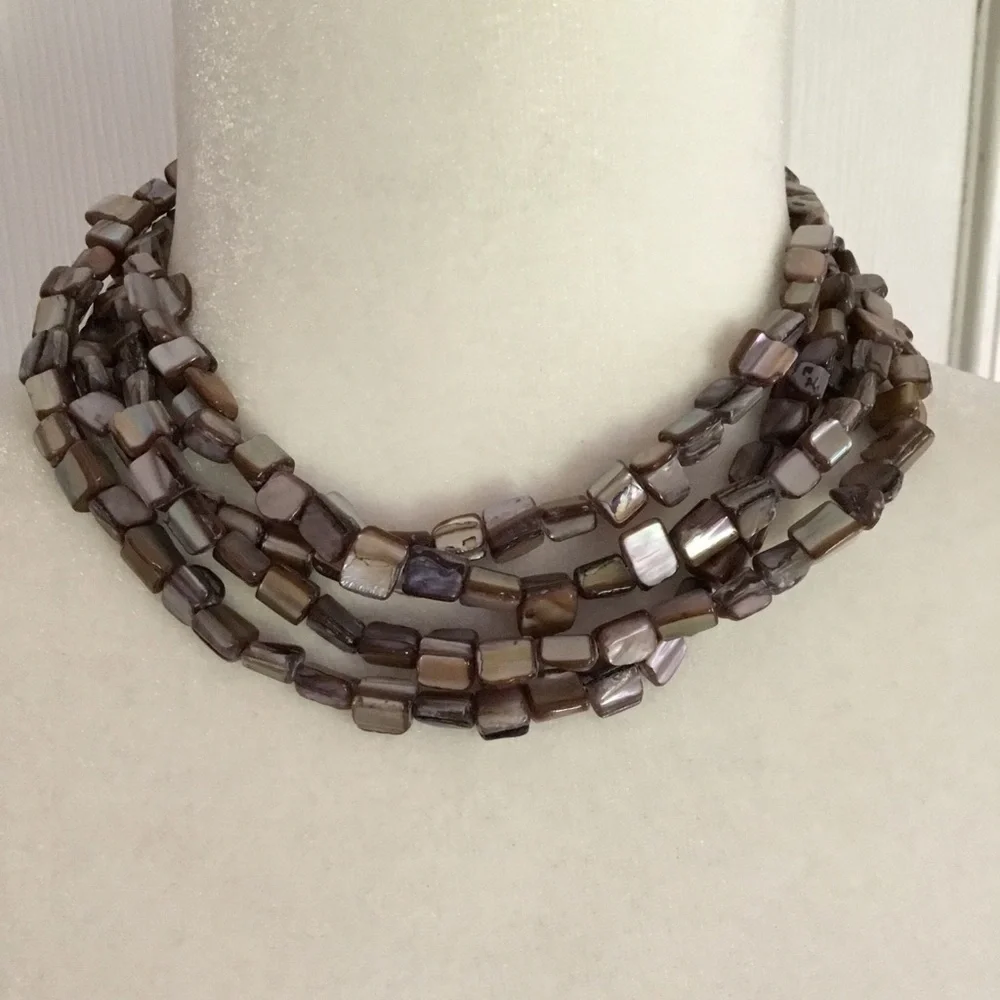 Boho Festival Abalone Vintage Vibe Double Strand Necklace